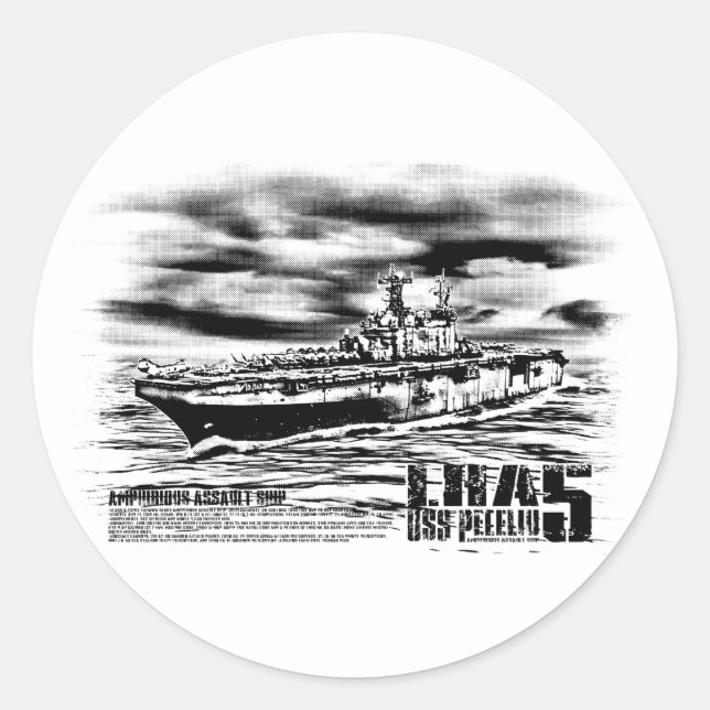 Adesivo Redondo Navio de ataque anfíbio Peleliu Sticker (Frente)