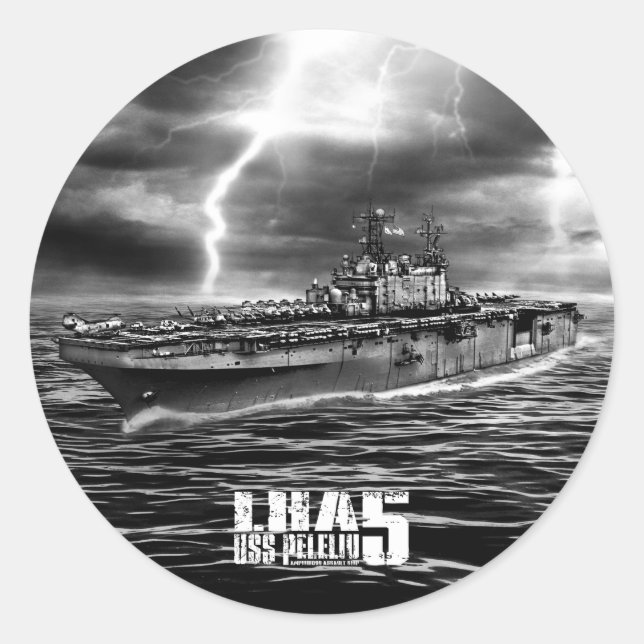 Adesivo Redondo Navio de ataque anfíbio Peleliu Sticker (Frente)