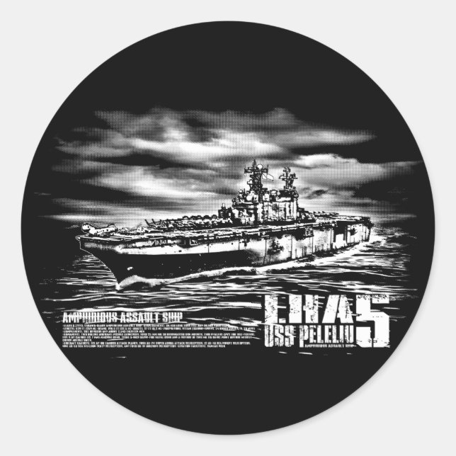 Adesivo Redondo Navio de ataque anfíbio Peleliu Sticker (Frente)