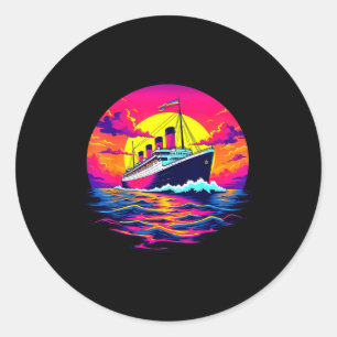 Adesivo Redondo Navio de Carga Vintage Titanic Barco Taxa de Viage
