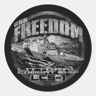 Adesivo Redondo Navio de combate Litoral Freedom Sticker