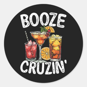 Adesivo Redondo Navio de Cruzeiro Design de Bebida Engraçado Booze