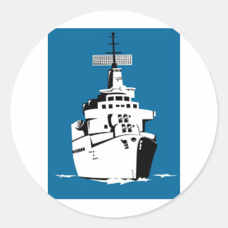 Adesivo Redondo navio de guerra marinho com armas grandes