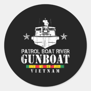 Adesivo Redondo Navio de patrulha (Gunboat Vietnam Veteran)