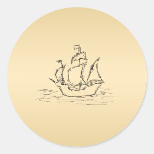 Adesivo Redondo Navio de pirata
