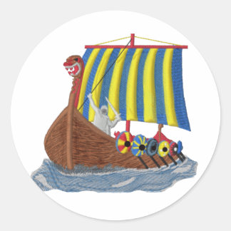 Adesivo Redondo Navio Viking Sueco