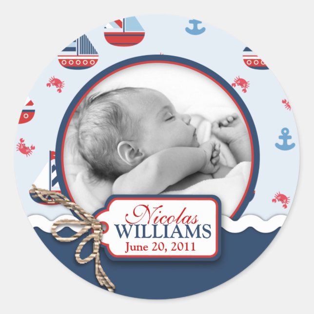 Adesivo Redondo Navios Ahoy! Autocolante (Frente)