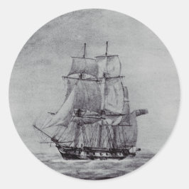 Adesivo Redondo Navios Gráficos de Arte Fina Oceanic Trek