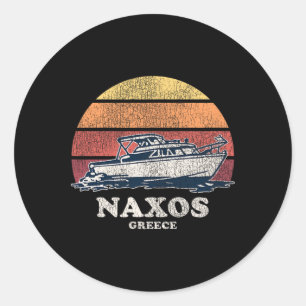 Adesivo Redondo Naxos Grécia Navegação Vintage Anos 70 Design de B