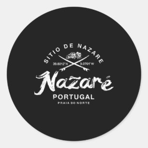 Adesivo Redondo Nazaré Portugal Vintage Retro Surf