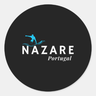 Adesivo Redondo Nazare Portugal Wave Surf Surfing Surfer