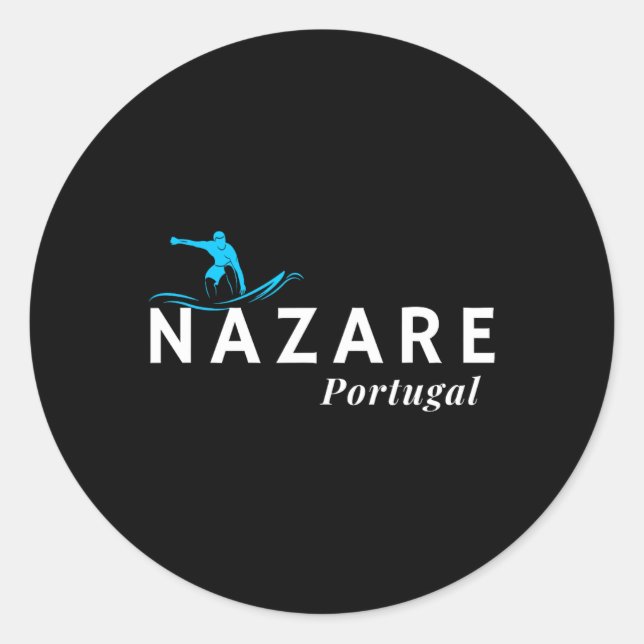 Adesivo Redondo Nazare Portugal Wave Surf Surfing Surfer  (Frente)