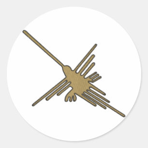 Adesivo Redondo Nazca Lines Hummingbird Faux Embroiderme Impressão