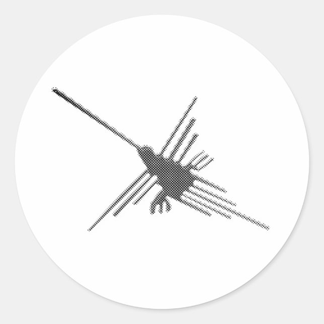 Adesivo Redondo Nazca Lines Hummingbird Newsprint (Frente)