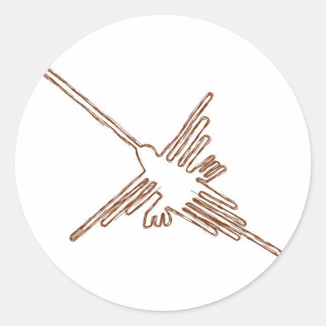 Adesivo Redondo Nazca Lines Hummingbird Sketch (Frente)