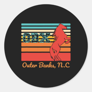 Adesivo Redondo Nc Obx Retro Corolla Beach Vacations Outer Banks W