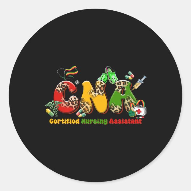 Adesivo Redondo Nc Preto Certified Nursing Istant Blac (Frente)