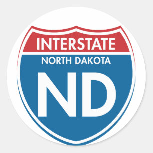 Adesivo Redondo ND de um estado a outro de North Dakota