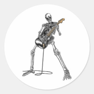 Adesivo Redondo Nd Rock And Roll Guitar S For Men And Tee