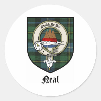 Adesivo Redondo Neal Clan Crest Crachá Tartan
