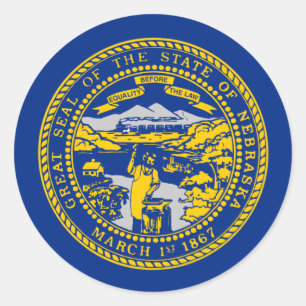 Adesivo Redondo Nebraska Flag, Flag de Nebraska