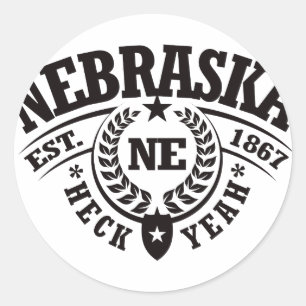 Adesivo Redondo Nebraska, pedaço yeah, Est. 1867