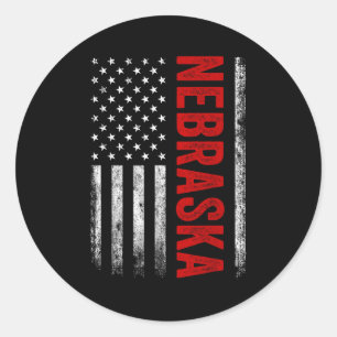 Adesivo Redondo Nebraska Vintage Eua Flag Retro For Men Wo