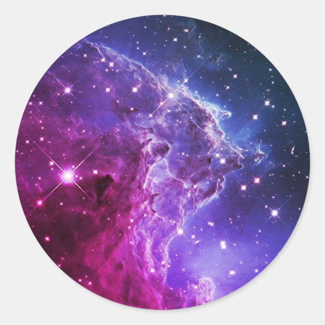 Adesivo Redondo Nebulosa Cabeça de Macaco Roxo Ombre Hipster (Frente)