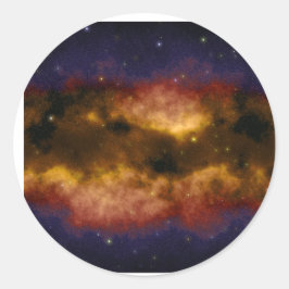 Adesivo Redondo Nebulosa Da Nuvem De Gás ouro Com Estrelas