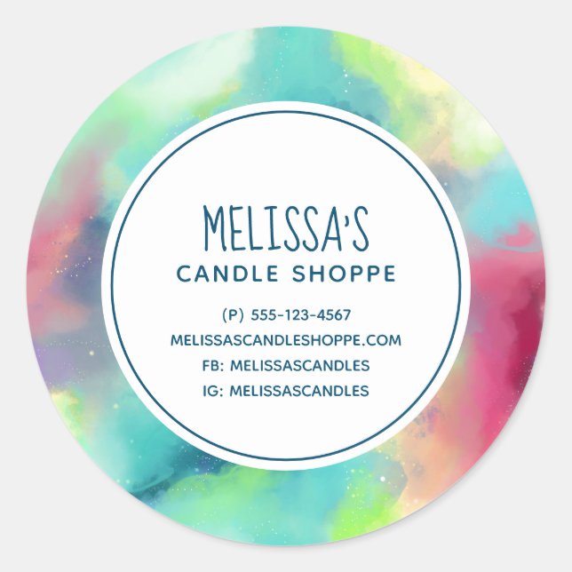 Adesivo Redondo Nebulosa do Espaço Verde e Vermelho (Frente)