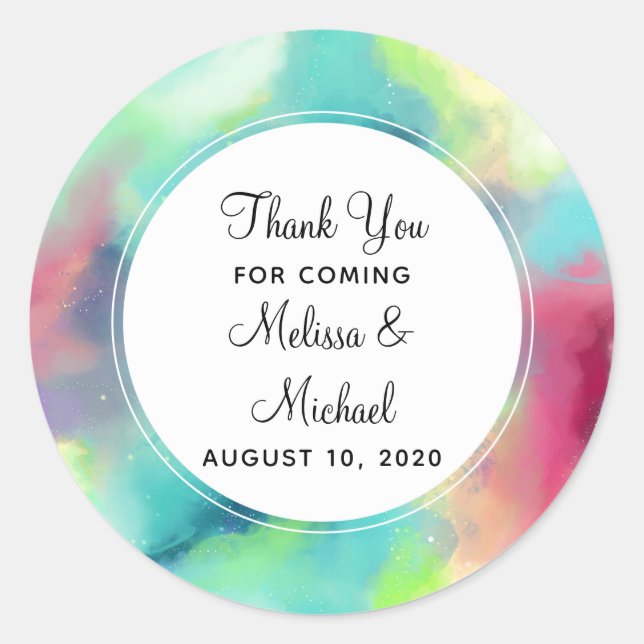 Adesivo Redondo Nebulosa do Espaço Verde Moderno e Vermelho (Frente)