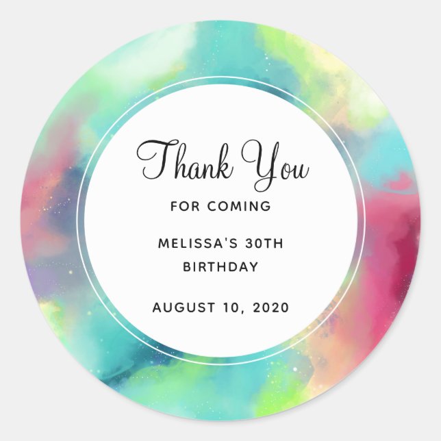 Adesivo Redondo Nebulosa do Espaço Verde Moderno e Vermelho (Frente)