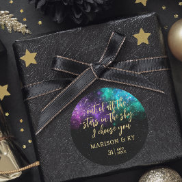 Adesivo Redondo Nebulosa Espacial Céu Celestial Nebula Dourada Cas