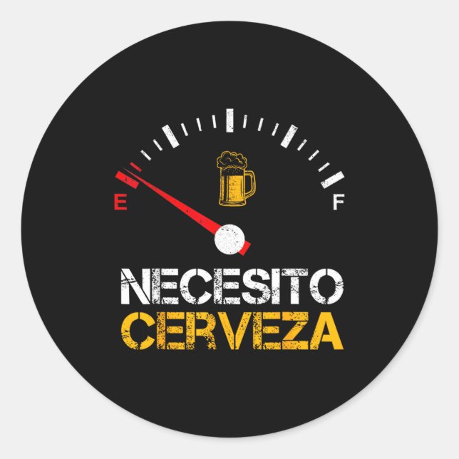 Adesivo Redondo Necesito Cerveza Funny Quote Saying Spanish Beer L (Frente)