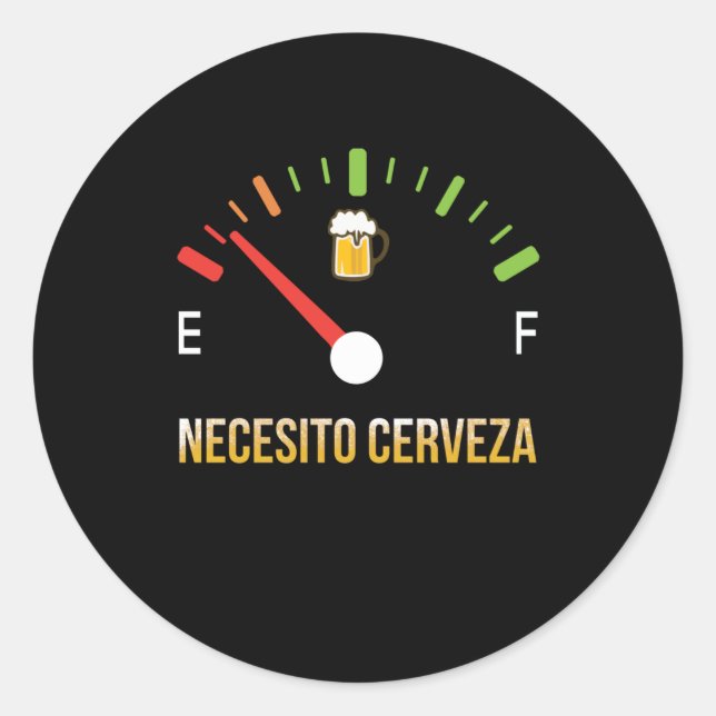 Adesivo Redondo Necesito Cerveza Preciso de cerveja em espanhol (Frente)
