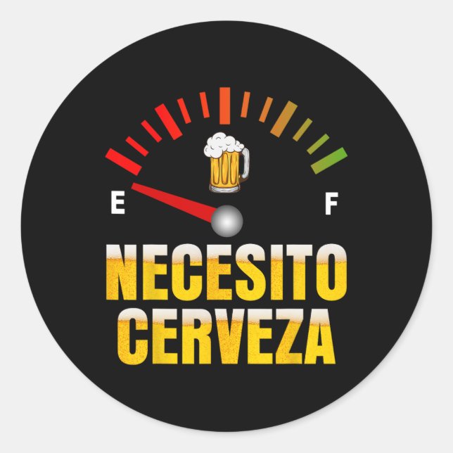 Adesivo Redondo Necesito Cerveza Preciso De Cerveja Em Mardi Gras  (Frente)
