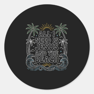 Adesivo Redondo Necessidade é Jesus e a praia cristã praia verão