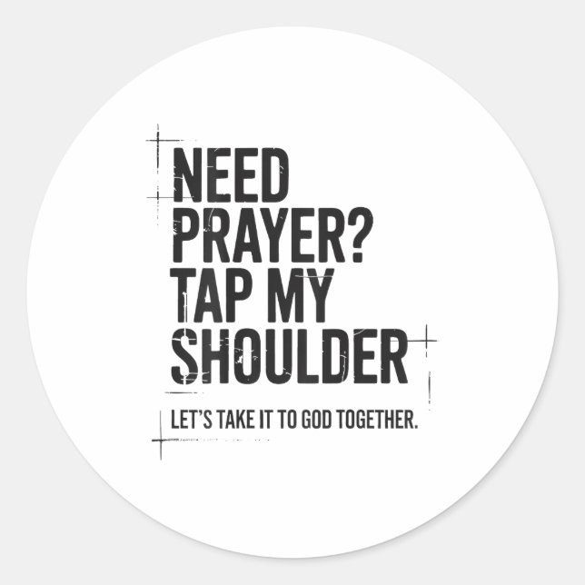 Adesivo Redondo Need Prayer Tap My Shoulder Bible Verse Christian  (Frente)