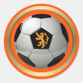 Adesivo Redondo Neerlandês Soccer Ball, Leão Holandês Laranja