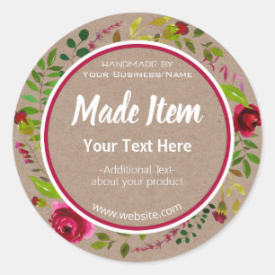 Adesivo Redondo Negócio caseiro Handmade customizável de Kraft D