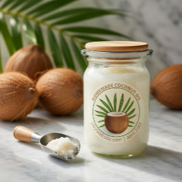 Adesivo Redondo Negócio de Óleo de Coco Caseiro Personalizado