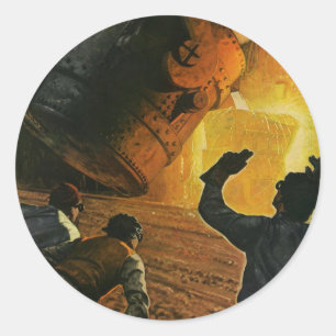 Adesivo Redondo Negócio do vintage, indústria de transformação