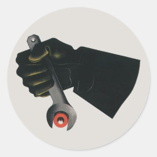 Adesivo Redondo Negócio do vintage, operador de fabricação da