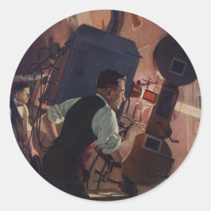 Adesivo Redondo Negócio do vintage, projetista do cinema