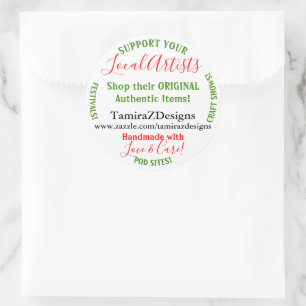 Adesivo Redondo Negócio local dos artistas do apoio