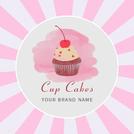 Adesivo Redondo Negócio moderno de cupcake rosa