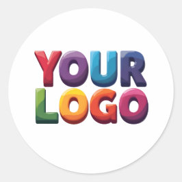 Adesivo Redondo Negócio Simples de Logotipo e Texto Personalizado