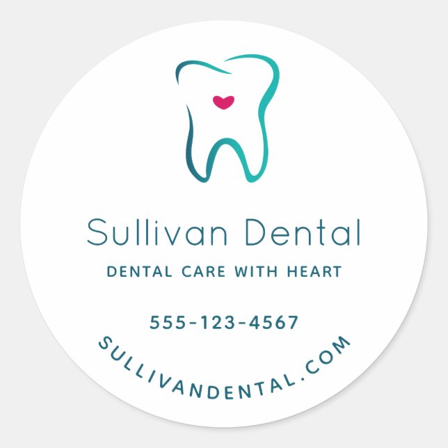 Adesivo Redondo Negócios com Dentista dentária de Odondômen (Frente)