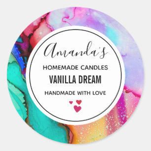 Adesivo Redondo Negócios de Abstrato Marble Watercolor Moderno