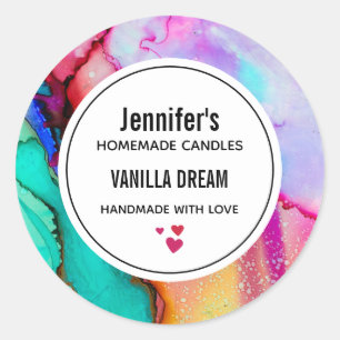 Adesivo Redondo Negócios de Abstrato Marble Watercolor Moderno